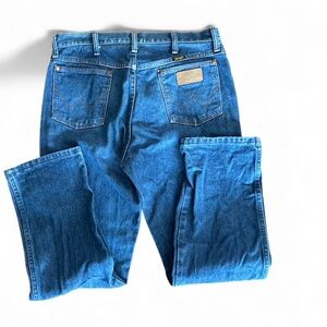 Classic Blue Denim Western Wrangler Straight Leg Men’s Jeans 36x30